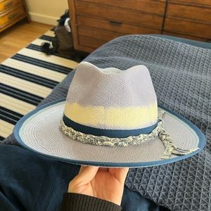 Goorin Bros blue and white fedora with bandana detailing. Worn once.